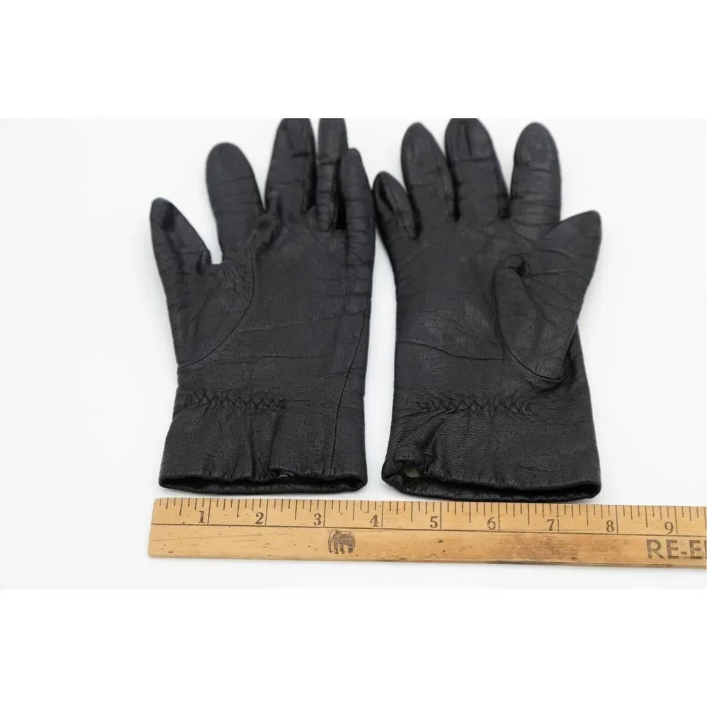 Vintage 1990s Black Leather Gloves Thinsulate Thermal Lined Size Medium‎